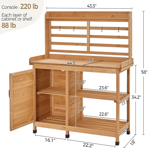 Yaheetech Outdoor Potting Bench with Storage, Planting Table for Patio,Wood - color: Wood
