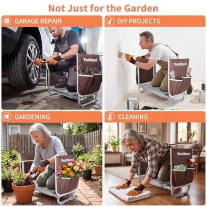 Foldable Garden Kneeler Seat, Portable Garden Stool Bench w/ 2 Tool Pouches - color: Gray-modle B