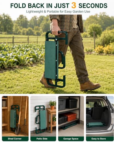 Garden Kneeler and Seat, 6-Level Height Adjustable for Seniors