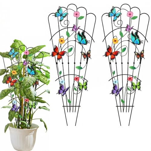 LEIFIDE 2 Pcs Butterfly Trellis for Climbing Plants 33 in Metal Indoor - style: Butterfly