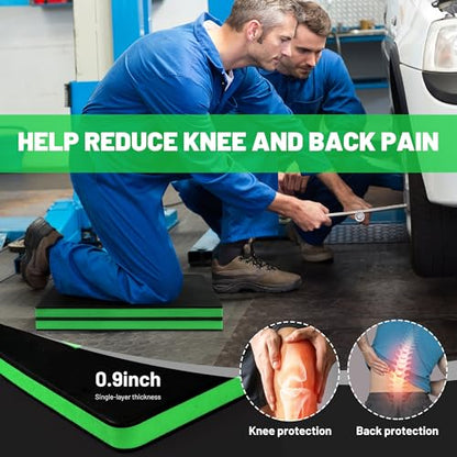 Foldable Mechanic Mat Kneeling Pad, 0.9" Extra Thick EVA Foam,Green - color: Green & Black