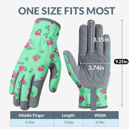 Baidast Gardening Gloves for Women, Breathable Leather Garden Gloves with Grip, Thorn Proof Work Gloves - color: Women(medium)-green+red
