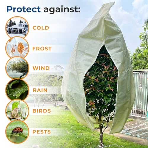 Plant Covers Freeze Protection, 2 Packs 40''W x 47''H Shrub Jackets with Zipper and Drawstring, Frost Cloth for Winter, Outdoor Plant Blankets for Cold Weather - size: 40''W x 47''H(2 Packs)
