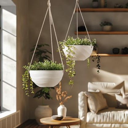 La Jolie Maison Indoor/Outdoor Hanging Planters, Set of 2,10 Inch - color: Eggshell White