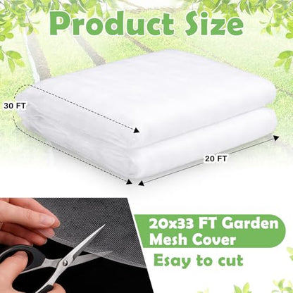 20 x 33 ft Garden Mesh Netting Insect Mosquito Net, White, 1 Pcs - size: 20 x 33 ft
