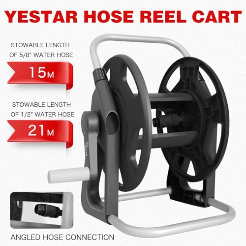 Garden Water Hose Reel,Holds 50-60 Ft of 5/8" Hose - color: Black