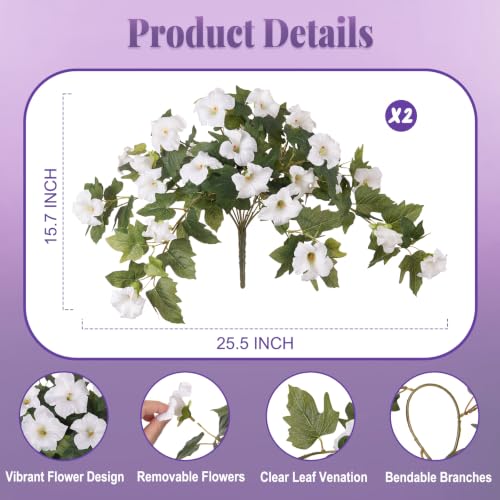 Ammyoo 2PCS Artificial Petunias Flowers Fake Plants for Outdoor Decoration - color: White