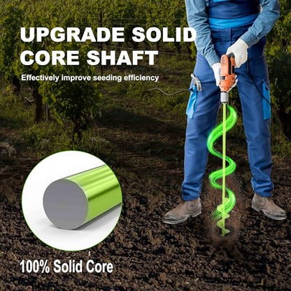 TCBWFY Garden Auger Drill Bit for Planting 3.5"" x16 and 1.6"" x16.5 Auger Drill Bit Plant Flower Bulb Auger Spiral Hole Drill Earth Post Umbrella Bulb Planter Auger for 3/8"" Hex Drive Drill, Green - size: 1.6"x16.5"+3.5"x16"-Green