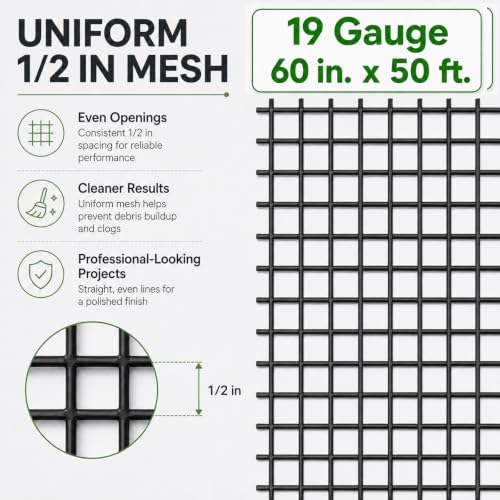 GoldPeak Hardware Cloth Chicken Wire 1/2 inch Mesh 60 x 50 Ft 19 Gauge - size: 1/2 inch 60''x50'