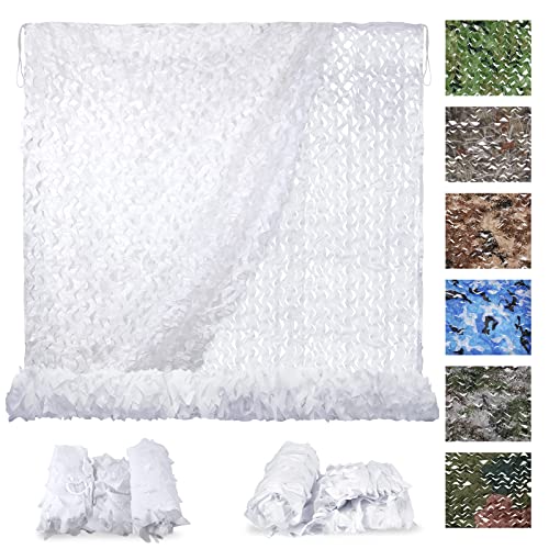 Sposuit Camo Netting - Camouflage Net 10x20 20x20 10x10 5x10 5x20, Military Camo Netting for Hunting Bulk Roll, Camo Tarp Sunshade Net for Party Decorations, Sunshade, Camping Ghillie Netting - color: White, size: 10ft x 10ft(3M x 3M)