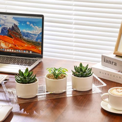 SiliFine 20 Pcs Clear Plastic Plant Saucer Rectangular Plant Drip Trays