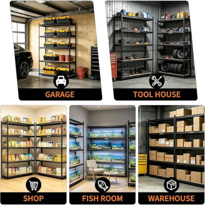Heavy Duty 5-Tier Storage Shelves, 2204 lbs, 72"H x 48"W x 15.7"D - size: 72" H x 48" W x 15.7" D
