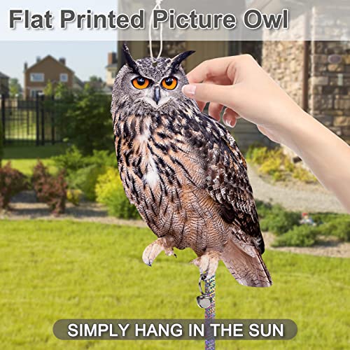 3 Pack Hanging Outdoors Reflective Scarer Away Owl Device to Keep Animals Pigeon Woodpecker Away from Patio Garden - color: Brown-3