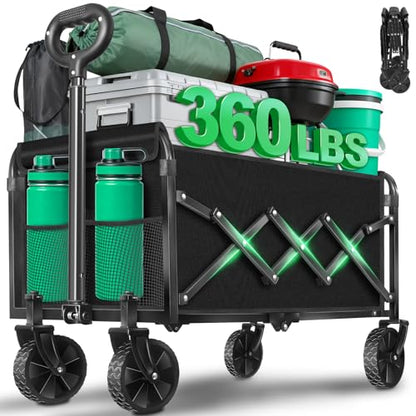 Collapsible Wagons Carts Foldable Wagon,360lbs Folding Wagon Cart - color: Graphite Black