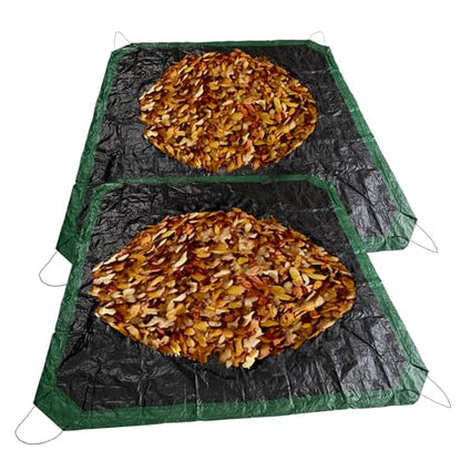 2 Pcs Leaf Tarp 9x9 Feet, Lawn Garden Leaf Tarp with 4 Drawstrings, Reusable Waterproof Poly Tarp Yard Waste Bags, All Purpose Protective Cover for Bikes, Furniture Cover, Tent Footprint - size: 9×9 Ft (2 Pcs)