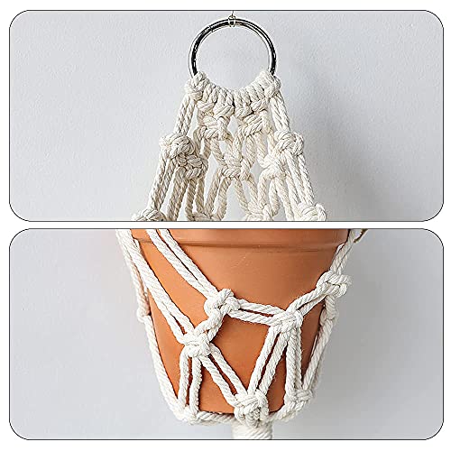 Artilady Macrame Plant Hanger, Boho Hanging Planter for Indoor Plants - color: White E