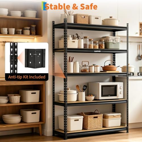 Heavy Duty 5-Tier Storage Shelves, 2204 lbs, 72"H x 48"W x 15.7"D - size: 72" H x 48" W x 15.7" D