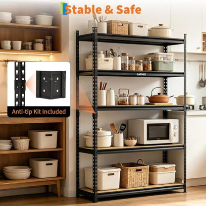 Heavy Duty 5-Tier Storage Shelves, 2204 lbs, 48" W x 18" D x 72.1" H - size: 72.1" H x 35.4" W x 18" D