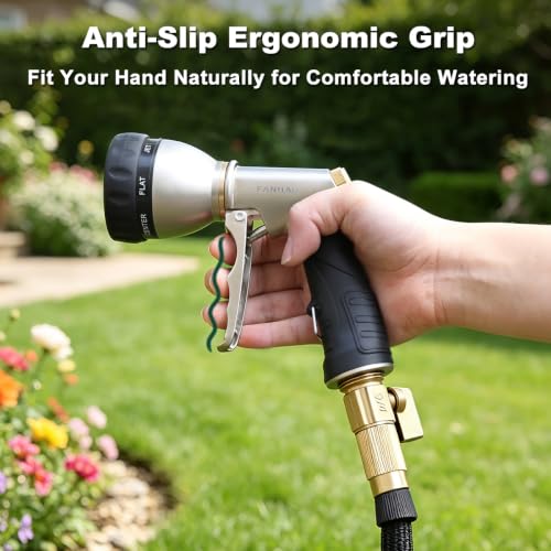 FANHAO Garden Hose Nozzle Heavy Duty, Metal Water Hose Sprayer, Leakproof - color: Black