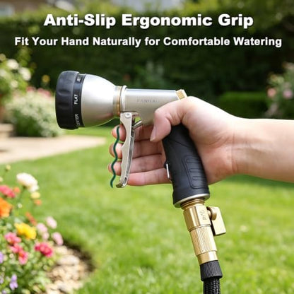 FANHAO Garden Hose Nozzle Heavy Duty, Metal Water Hose Sprayer, Leakproof - color: Black