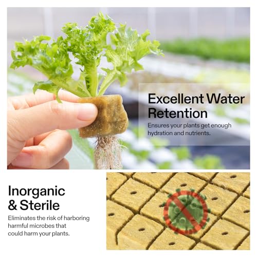 VIVOSUN 1.6 Inch Rockwool Cubes, Grow Cubes for Hydroponics, Cuttings, Cloning, Plant Propagation, Seed Startling, 8 Sheets 224 Plugs (Pack of 2) - size: 1.6"-224 Plugs (Pack of 2)