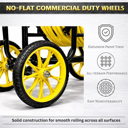 Garden Hose Reel Cart, Heavy Duty Hose Reel with Wheels, Outdoor Water Hose Reel for Backyard, Garden, or Lawn, Metal Hose Carts (400ft Hose Carriage) - size: 400ft Carriage Hose Capacity