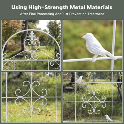 70.8" White Metal Garden Trellis for Climbing Plants, 2 Pack - color: White