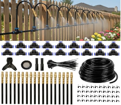 Automatic Garden Irrigation System 100ft with 18 Adjustable Copper Nozzles - color: 100ft