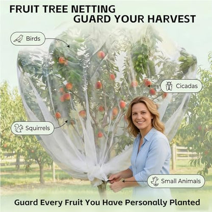 13x13Ft Large Fruit Tree Netting Cover Zipper Drawstring Garden Pest Mesh - size: 13x13FT