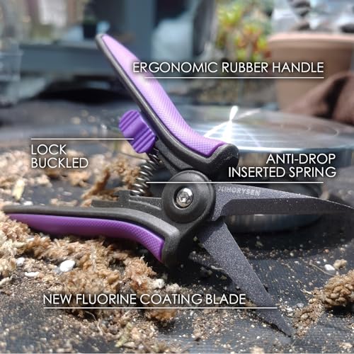 Bud Trimming Scissors Non-stick Resin Resist Blade Micro-Tip Garden Snips 6" Fluorine Coating Garden Scissors Pruning Shear Precision Leaf Stem Sharp Snips Effort-saving