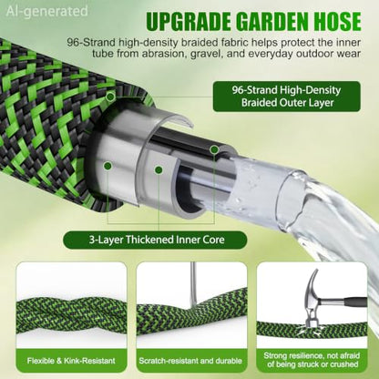 NON-EXPANDABLE Garden Hose 25 FT x5/8'' with 10-Function Sprayer - size: 25ft