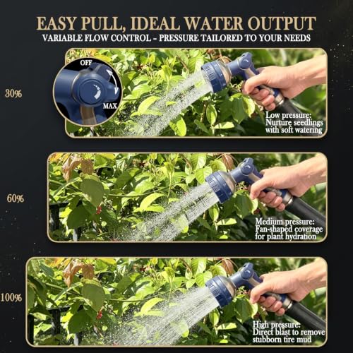 Garden Hose Nozzle Heavy Duty Metal Water Hose Sprayer - color: Navy Blue