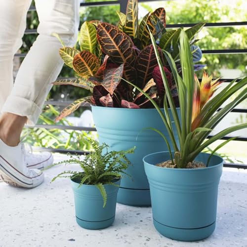 Bloem SP0726 Saturn Planter w/Saucer 7" Bermuda Teal, 7" - color: Bermuda Teal, size: 7"