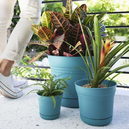 Bloem SP0726 Saturn Planter w/Saucer 7" Bermuda Teal, 7" - color: Bermuda Teal, size: 7"
