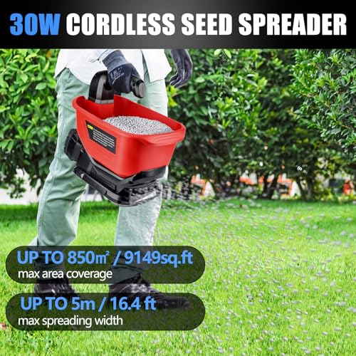 Salt Spreader Compatible with Milwaukee 18V Lithium Battery, Seed Spreader Handheld Fertilizer Spreader Power Spreader Available Year-Round, Grass Seeds, Rock Salt (Battery not Included)