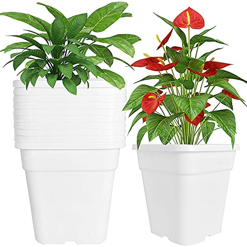 Square Planter Nursery Pots 3.15 Gallon Pots for Plants, Injection Molded Plastic Nursery Pots, Plant Container White 3.15 Gal 10-Pack - color: White, size: Square-10inch-10pcs