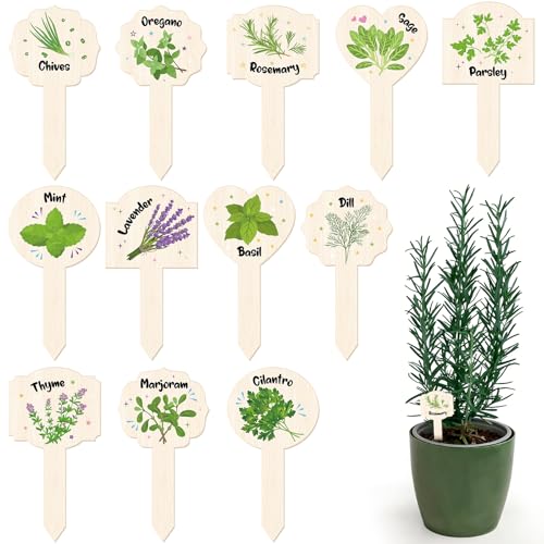 24 Pcs Acrylic Plant Label Signs Garden Herb Markers Waterproof Plant Tags with Printed Name for Indoor Outdoor Nursery Garden Decoration