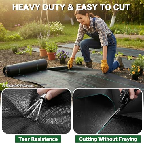 4FT x 300FT Woven Weed Barrier Landscape Fabric 3.2OZ for Gravel - size: 4 FT X 300 FT