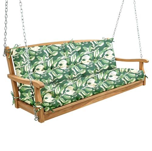 Oxford Fabric Swing Cushions with Backrest & Tie Straps for Patio Bench - color: Tulip Green