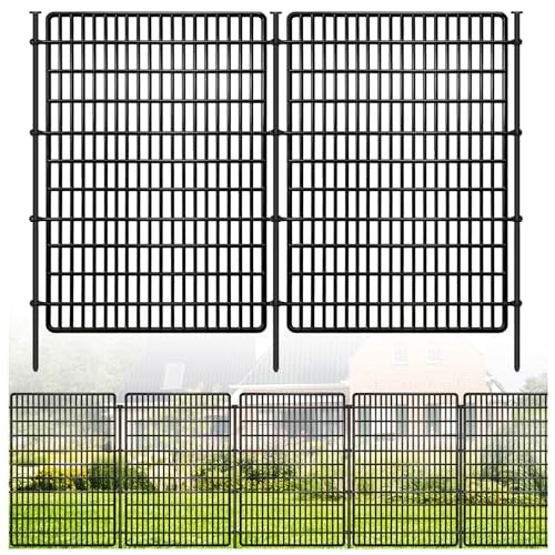 ULIOK 10 Panels No Dig Decorative Garden Fences, Dog Fence Outdoor for Yard, 36in(H) x 25.2 ft(W) Tall Animal Barrier Fence Panels, Rustproof Ground Stakes Temporary Wire Screen for Yard, Patio - size: 10 Panels-36in(H)x25.2ft(L)-Flat