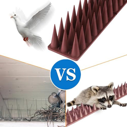 CIIC Bird Spikes, 20 Pack Pigeon Squirrel Raccoon Cat Deterrent Spike Outside Anti Robin Defender Outdoor to Keep Birds Away Roof Fence Window Nest 18.7 Feet(5.7m), Brown - color: Brown