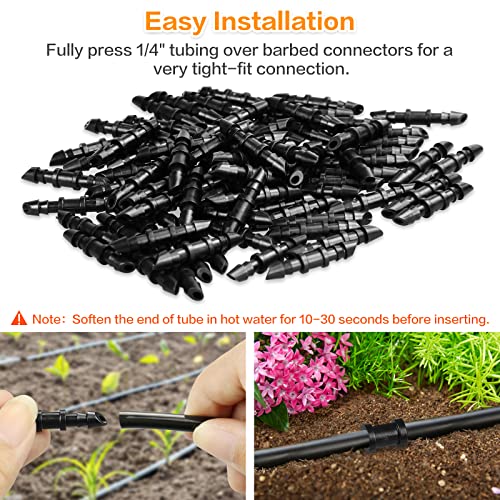 Gardrip Drip Irrigation Coupling Fittings：120 Pieces Barbed Coupler Irrigation Parts with Sharp End Fits for 1/4 Inch Irrigation Tubing Drip Line Connectors for Garden Lawn Irrigation System - color: Coupling-120P