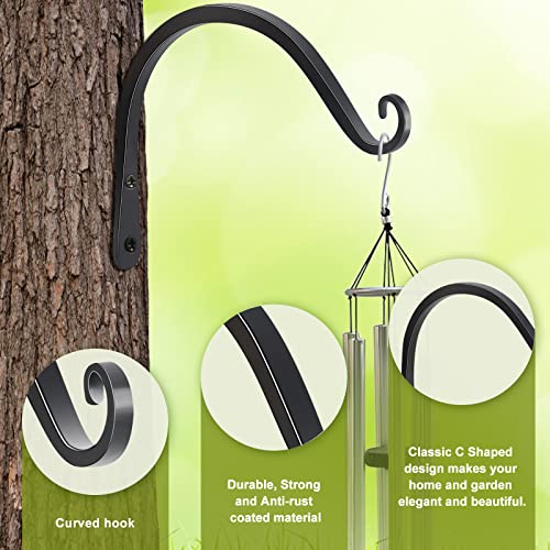 FEED GARDEN Heavy Duty Plant Hooks - 2 Pack 8 Inch Wall Mounted Hanging Brackets, 44lb Capacity Steel Plant Hangers for Bird Feeders, Baskets, Wind Chimes - Black - color: Black-C, size: 8 Inch