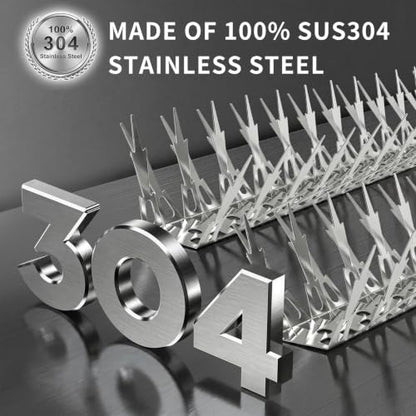 OFFO Bird Spikes for Outside, 304 Stainless Steel, 5 Pack 5 Ft, Silver - color: Bright Silver