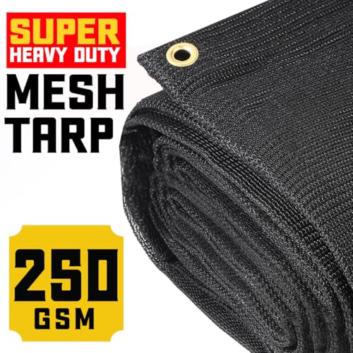 Core Tarps 60% Black Shade Cloth with Grommets - 10 X 12 FT Heavy Duty Mesh Tarp - Sun Shade Cloth for Garden Vegetables Plants Greenhouse Outdoors Backyard Fences Dump Trucks Patio Mesh Shade Tarp - color: Black, size: 10'X12'