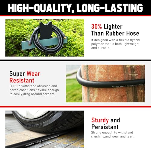 Garden Hose 75ft x 5/8", NON-EXPANDABLE Heavy Duty Premium Flexible Hose - color: Black, size: 75ft