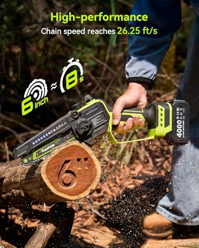 Supstable 4-in-1 Pole Saw & Pruning Shears Combo Kit, 6 Inch Mini Chainsaw for Tree Trimming, Battery Powered Chain Saw with Extension Pole, Limb Branch Cutter Pruner with 2 x 4000mAh Batteries - color: Kelly Green