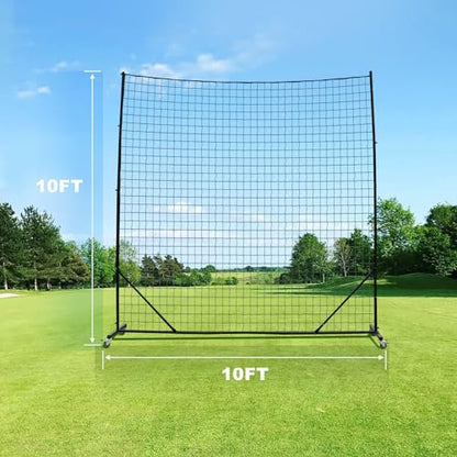 Ball Stop System - Soccer Backstop Net, Heavy Duty, High Impact, Practice Barrier - size: Movable - 4 inch Net, style: 10FT X 10FT