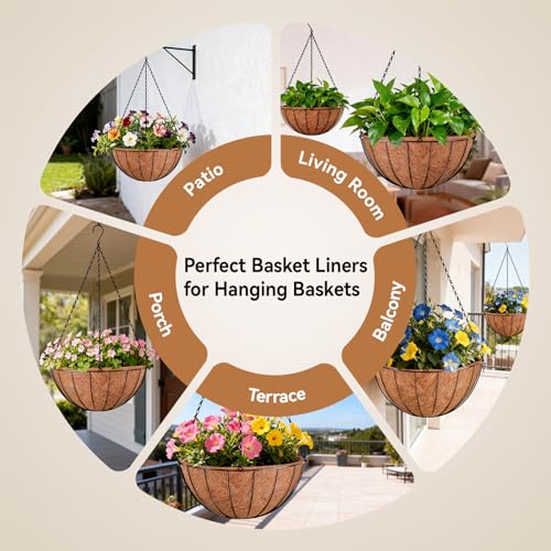 Halatool 3 Pack 12 Inch Coco Liners Replacement for Hanging Baskets - size: 12 in