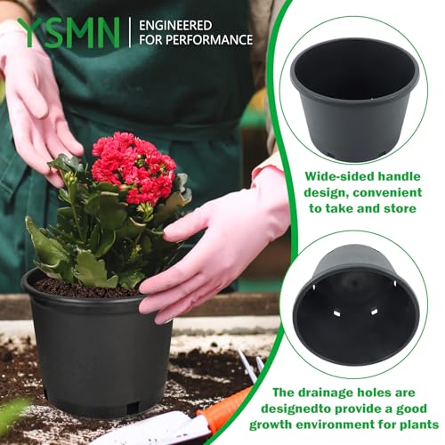 Short 5 Gallon Pot for Plants, Sturdy Plastic Planter Pots with Drainage Holes, Large Plastic Planters, for Seedlings, Succulents - size: 10 Pcs 5 Gallon Short